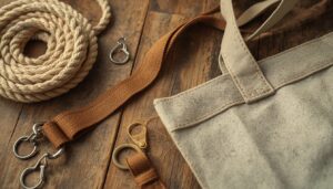 rope handles and fabric straps rope handles and fabric straps