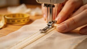 sewing the first zipper side sewing the first zipper side