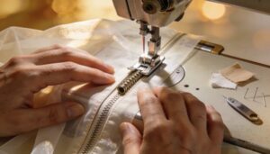 sewing the second zipper side evenly sewing the second zipper side evenly