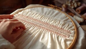 smocking on pre-gathered fabric smocking on pre-gathered fabric