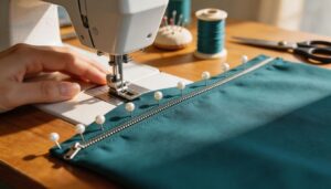 step 6 – pin and sew the first side of the zipper step 6 – pin and sew the first side of the zipper