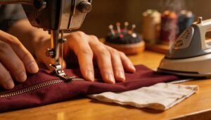 step 8 – finish the seam below the zipper step 8 – finish the seam below the zipper