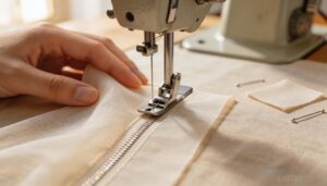 stitching close to the coil using a regular zipper foot stitching close to the coil using a regular zipper foot