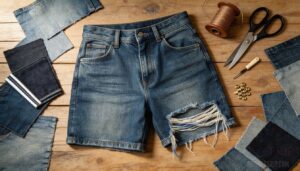 transforming old jeans into stylish shorts or patchwork denim transforming old jeans into stylish shorts or patchwork denim