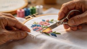 trimming cut-away stabilizer flush to the stitch line trimming cut-away stabilizer flush to the stitch line