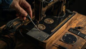 unplug the machine and access gears unplug the machine and access gears