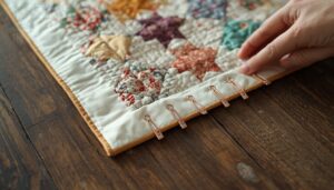 aligning and pinning binding to the quilt front