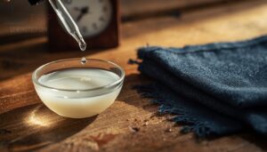 apply a tiny amount of diluted bleach and wait about five minutes apply a tiny amount of diluted bleach and wait about five minutes