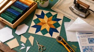 prepare fabric, templates, and adhesives prepare fabric, templates, and adhesives