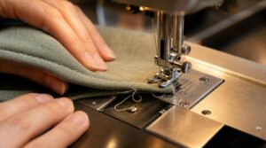 pull fabric backward after finishing the seam pull fabric backward after finishing the seam