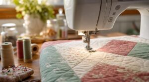 quilt with smooth, even stitches quilt with smooth, even stitches