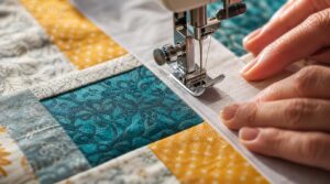 sewing beside the folded freezer paper edge sewing beside the folded freezer paper edge