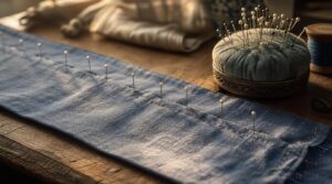 space pins evenly on long seams space pins evenly on long seams