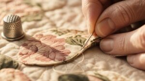 turn the raw edge under with the needle tip turn the raw edge under with the needle tip