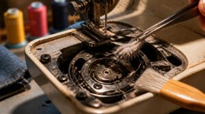 clean around the bobbin area clean around the bobbin area
