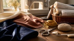 gather fabric, lining, and tools gather fabric, lining, and tools
