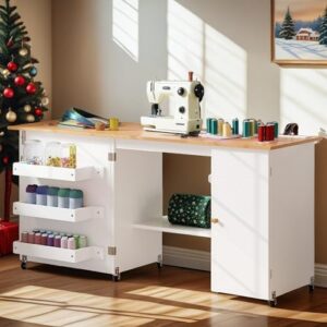 10 Best Sewing Tables of 2026: Reviews, Features & Buying Tips 2 DWVO Folding Sewing Table w/Charging B0FGXKSRT7