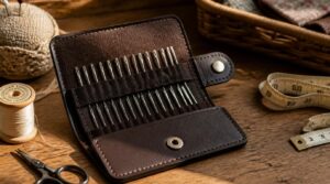 pleather needle wallet pleather needle wallet