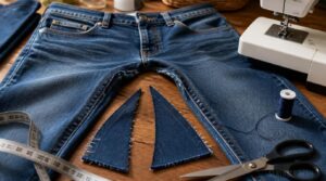 sew the denim insert panels sew the denim insert panels